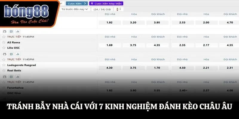 Tránh bẫy nhà cái với 7 kinh nghiệm đánh kèo châu Âu